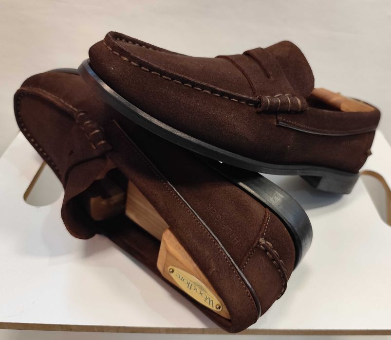 Pantofi loafer penny 41 premiun Tommy Hilfiger piele naturala suede moale maro