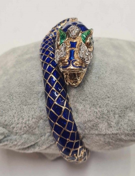 Bratara din aur galben de 14k cu email si diamante naturale, BRAU109