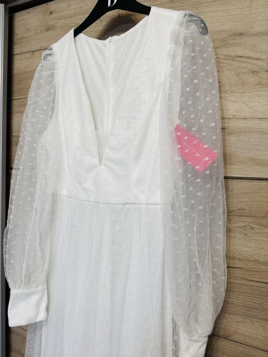 Rochie alba din tulle cu buline, de mireasa . Rochie noua, mai simpla!