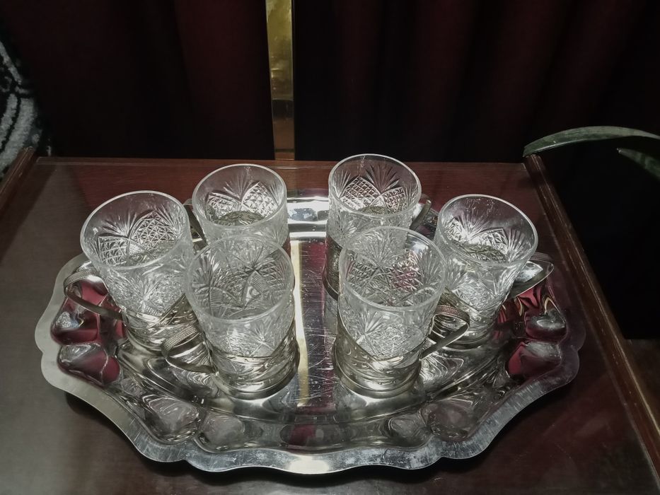 Милхёровый Чайный набор с подстаканниками.