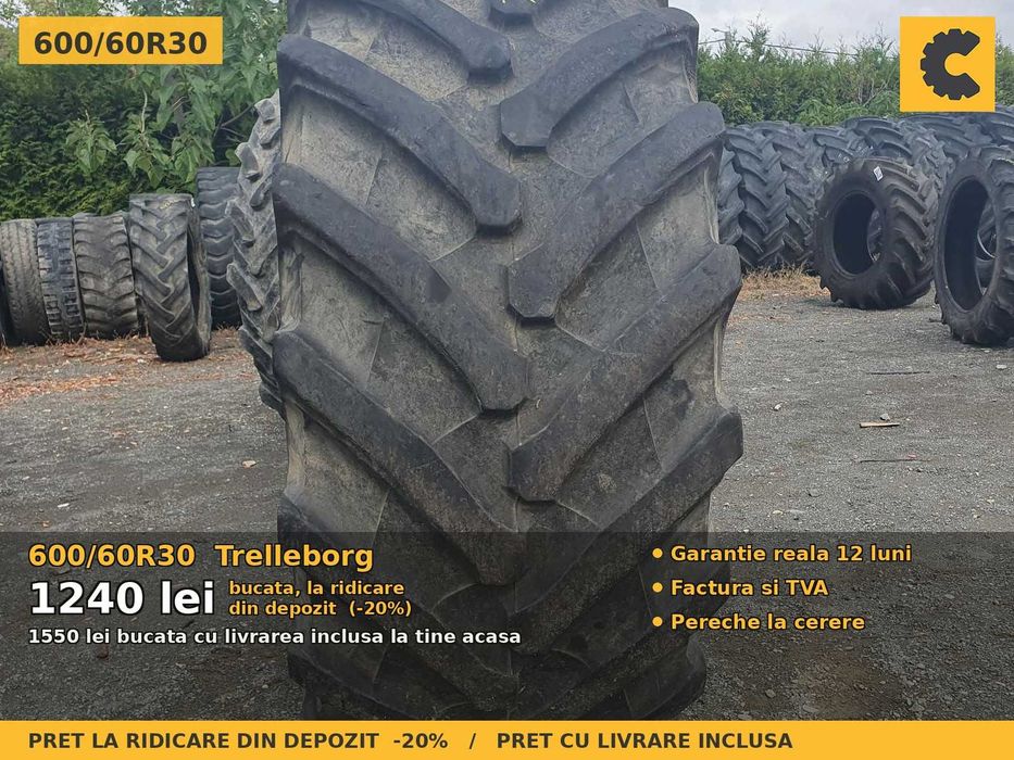 Anvelope Cauciucuri 600/60R30 600 60 R30 6006030 600 60R30 Trelleborg Tractor Utilaje Agricole Radial SH Second Hand GARANTIE Garantie 1 An Factura