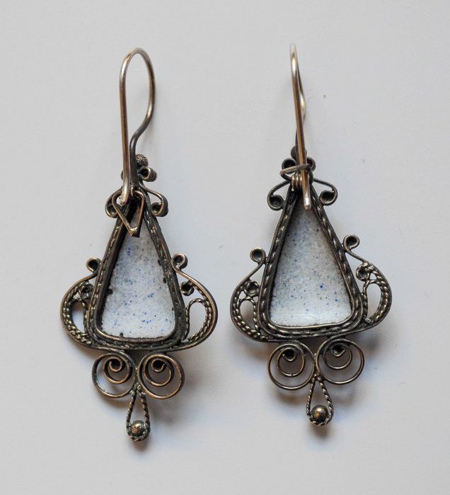 Стари Съветски порцеланови обеци от мелхиор