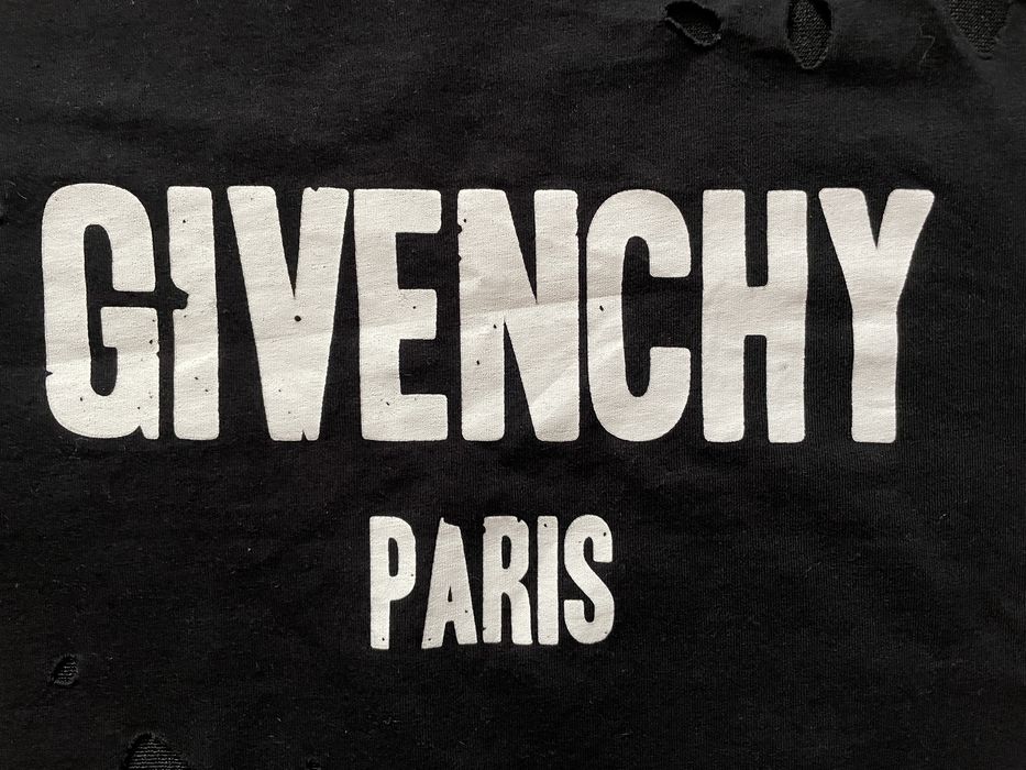 Givenchy Paris Black Destroyed Logo T-shirt