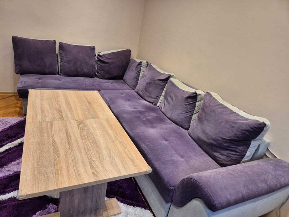 Ъглов диван Мелани 310x190 ЛЯВ/Функция сън/Табуретка с ракла