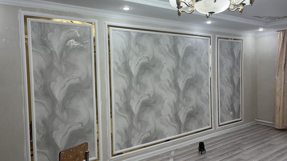 Обой Обои поклейка Ремонт квартир  багет молдинг линолеум плинтус