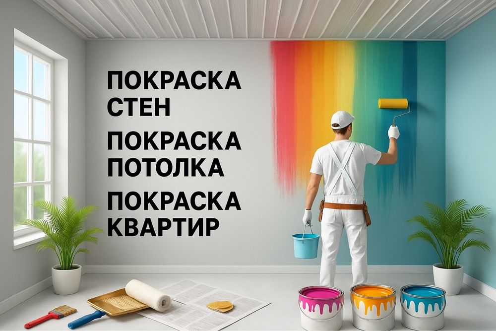 Покраска квартир Алматы Покраска потолков Побелка Окраска