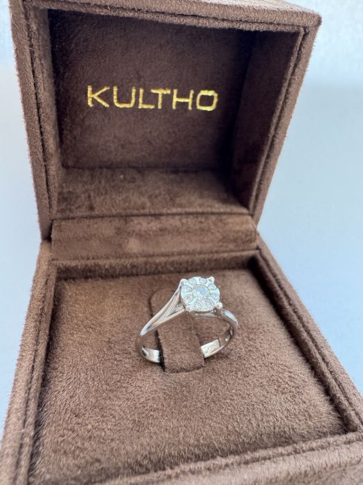 Inel de logodna aur alb 18k cu diamant 0.21CT, M51, KULTHO