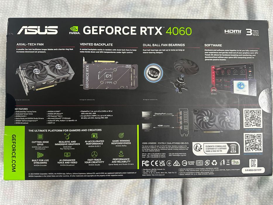 Видеокарта Asus Dual RTX 4060 OC 8gb