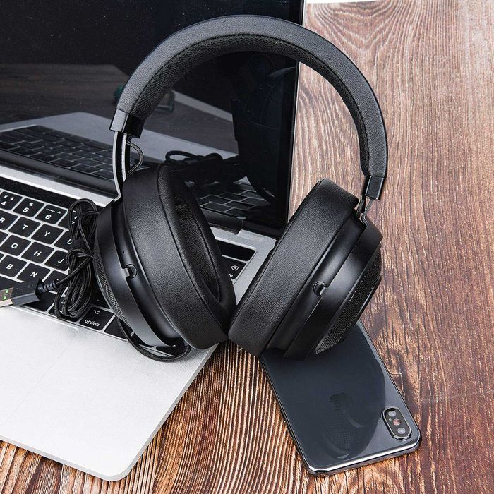 Set 2 bureti + Banda superioara pentru casti Razer Kraken Pro V2 / Kraken 7.1 V2, Over-Ear - Negru, Spuma cu memorie, Piele ecologica