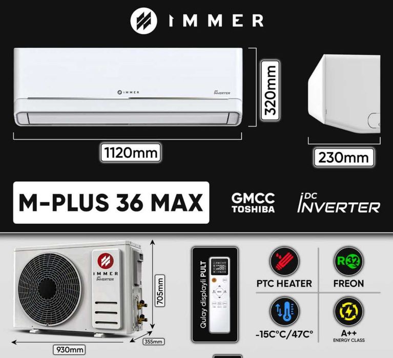 Кондиционер Immer 36 inverter есть on/off ! 24/7 установка установка