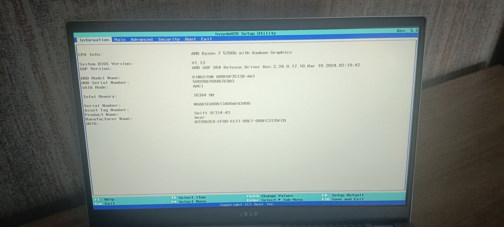 Продам ультрабук acer