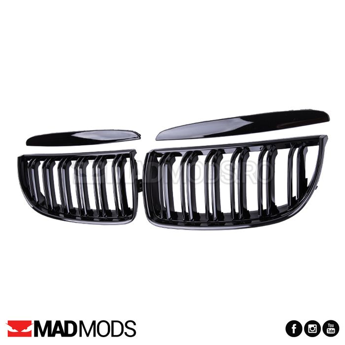Grile duble M BMW Seria 3 E90 E91 Pre-LCI NFL 2005-2009 Negru Lucios