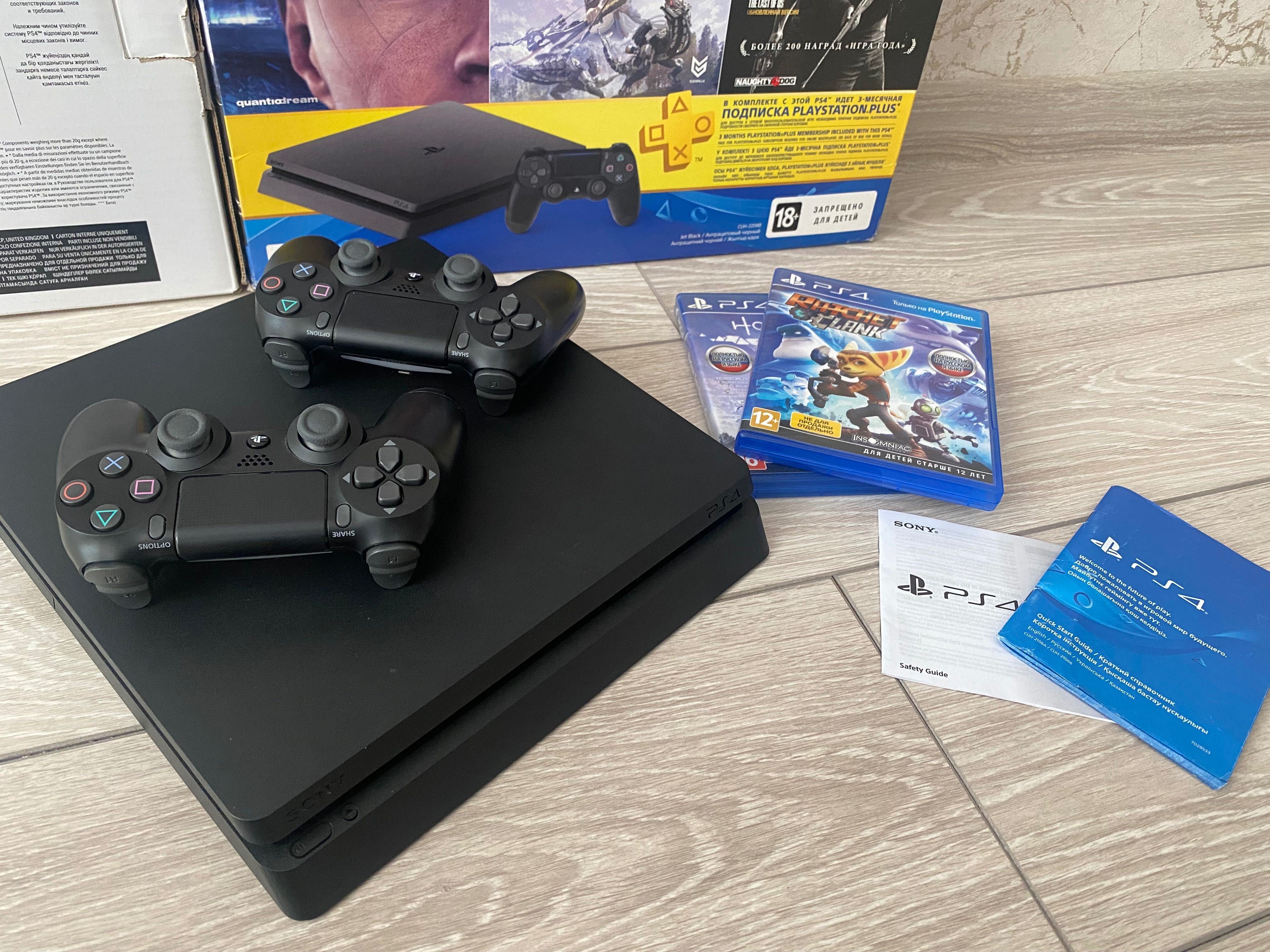 Sony Ps 4 SLIM + 2 джойстика Игры ! Playstation Слим .: 115 000 тг. -  Приставки Алматы на Olx