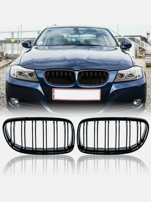Grila dubla grilaj nari BMW Seria 3 E90 E91 FL facelift negru