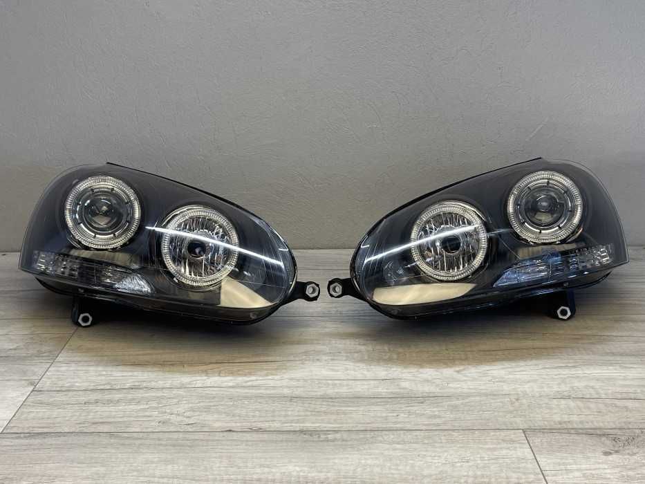 Far faruri VW Golf 5 Jetta Angel Eyes look negru cu lupa NOU