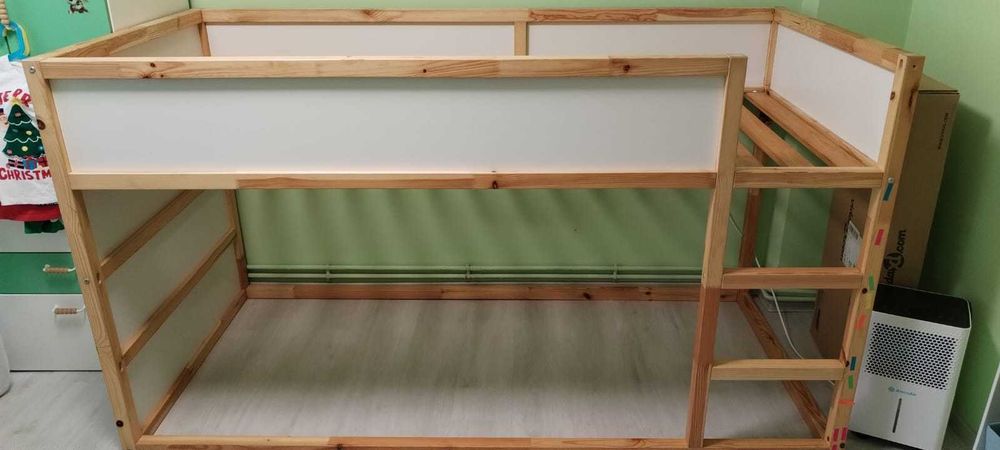 Pat reversibil, alb/pin, 90x200 cm KURA