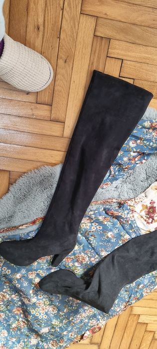 Cizme lungi imitație de piele întoarsă 37