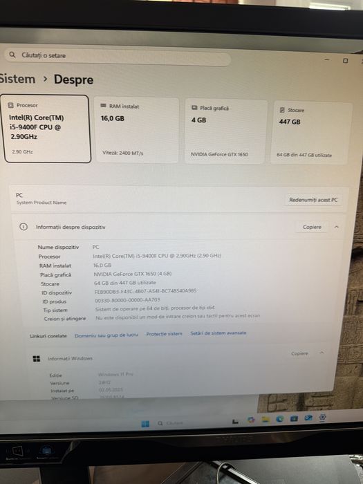 Sistem Desktop Gaming i5 9gen 16g 480g ssd GTX1650 4g