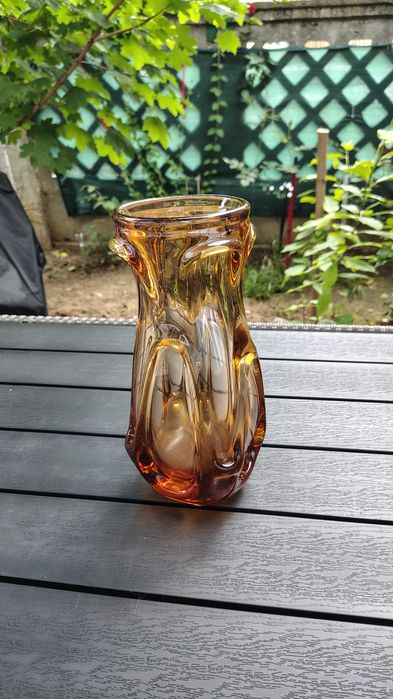 Vaza vintage sticla masiva dark amber