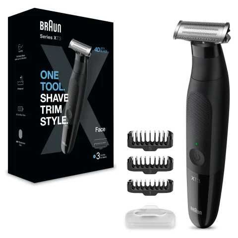Aparat hibrid de barbierit si tuns barba Braun Series X XT3100 Wet&Dry, 3 piepteni, Negru - Braun