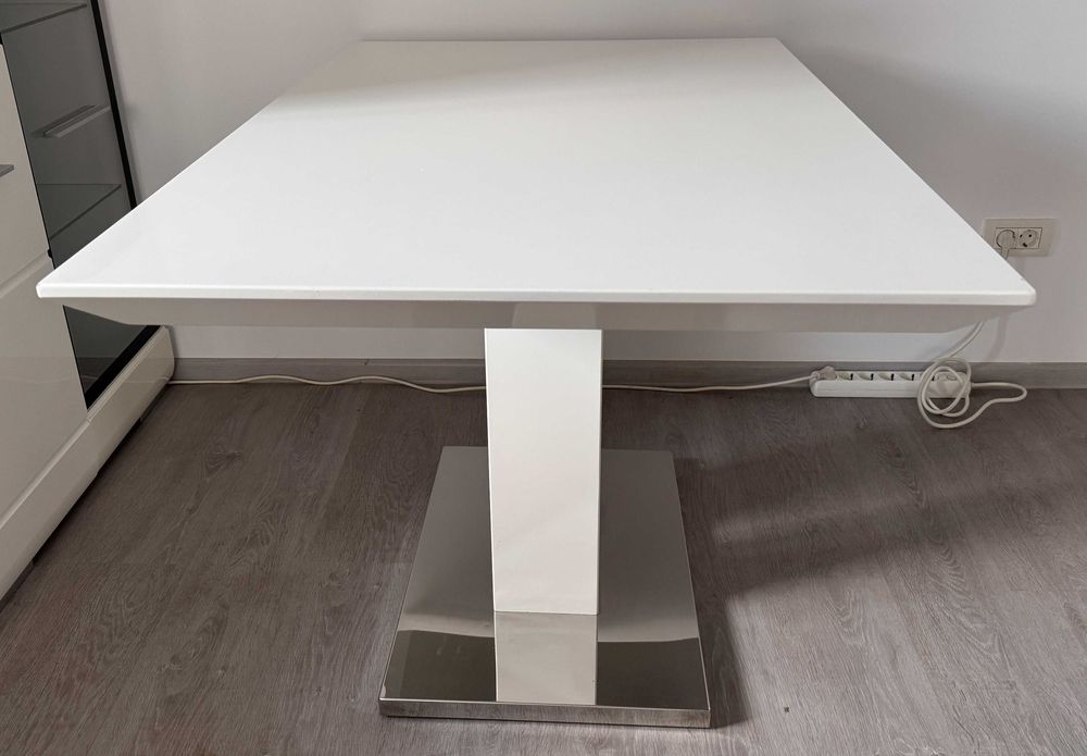 Masă / Masa Dining / Office / Birou - Alba / Albă cu Baza / Bază Argintie - Kika / XXXLutz - Xora - Second Hand / SH