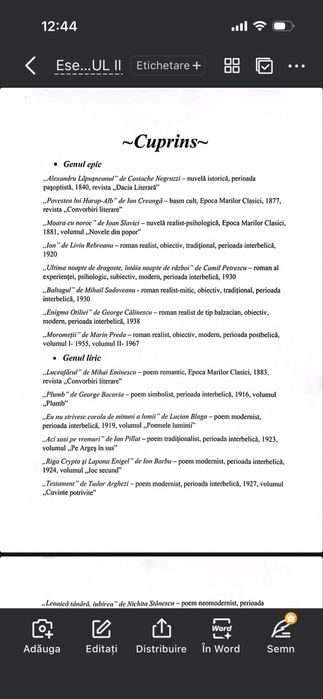 Materie BAC română
