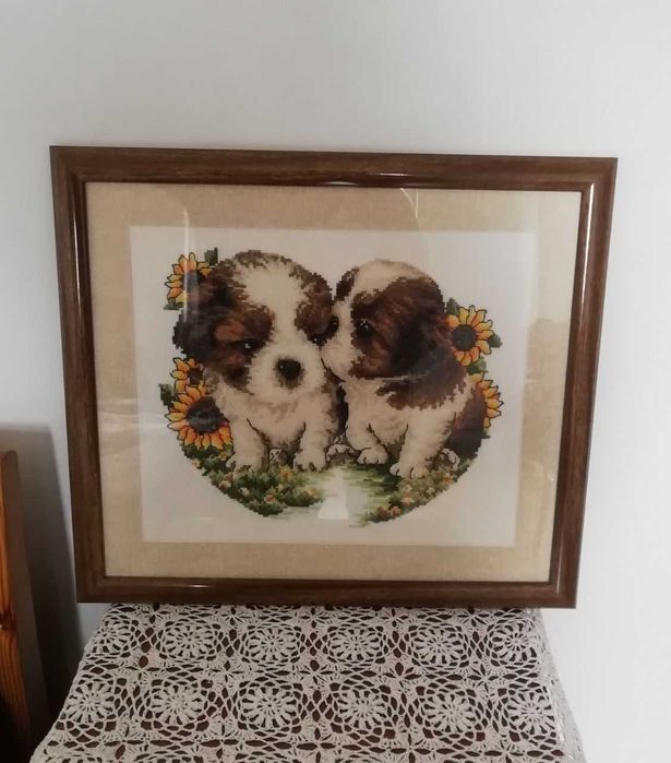 Вышивка крестиком, керамическое панно на стену, магниты на холодильник