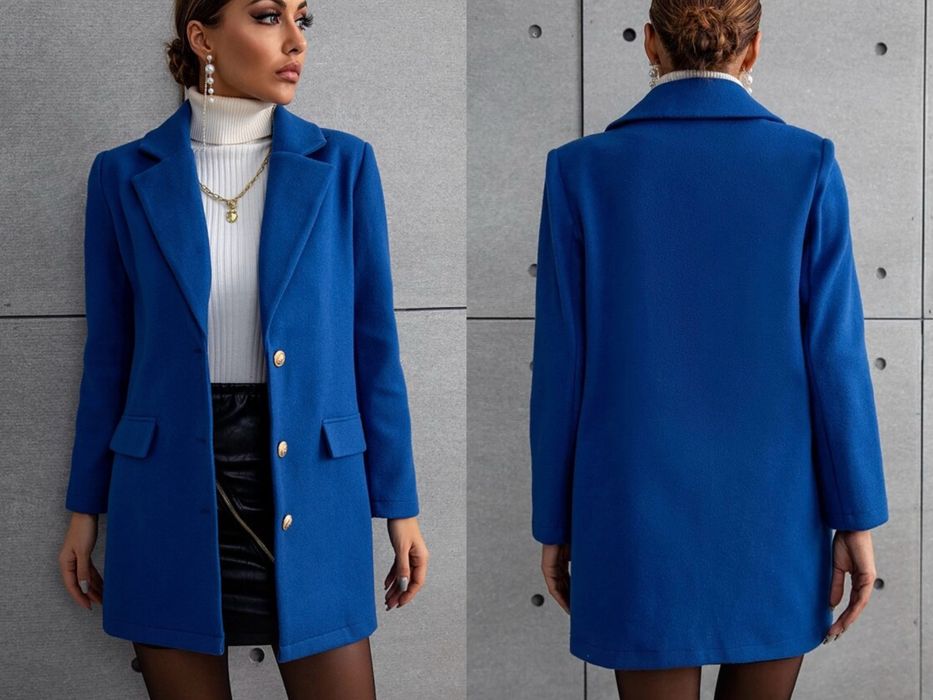 Дамско синьо палто