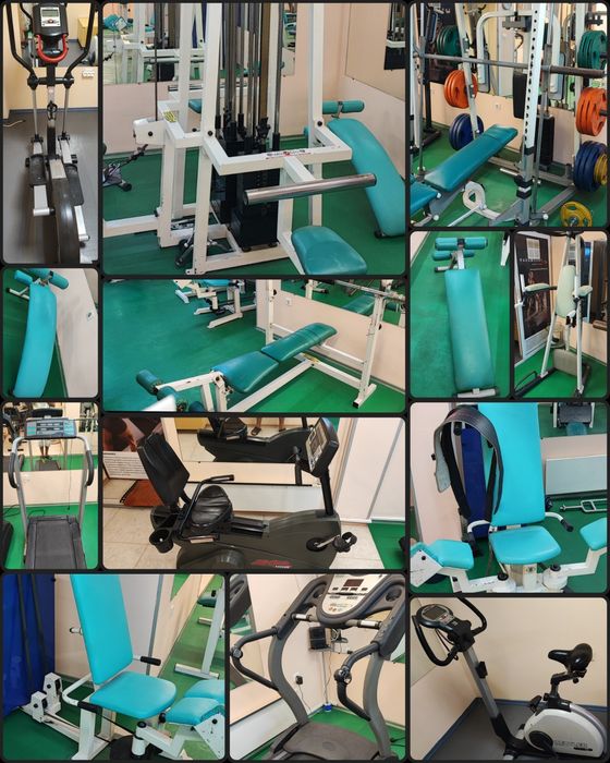 Ликвидация! Пълно фитнес оборудване, лежанки, уреди, тежести, щанги