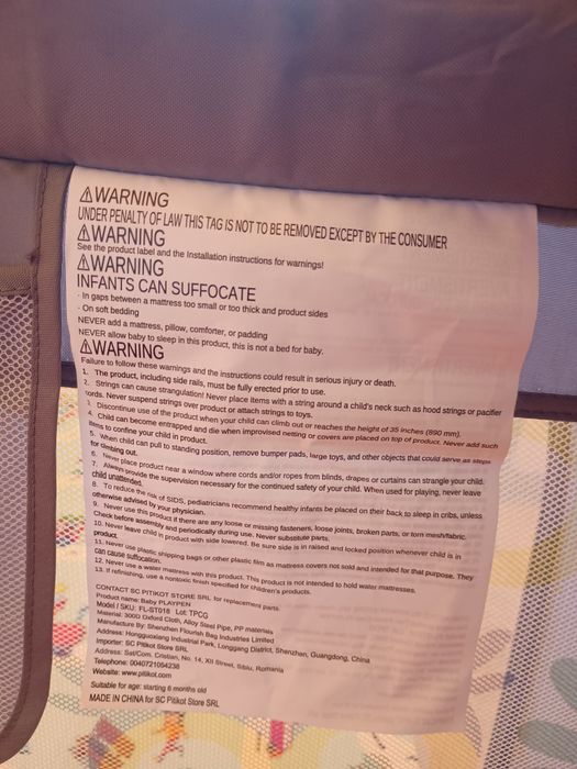 Țarc Pitikot cu dimensiunile de 150x180 centimetri