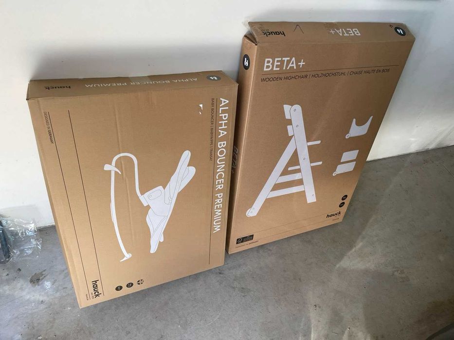 Дървен стол Hauck Beta+ в комлект с Шезлонг 2в1 Alpha Bouncer Premium