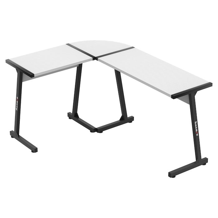 Birou gaming, pe colt Huzaro Hero 6.0, 147 x 112 cm, Metal/MDF, Alb