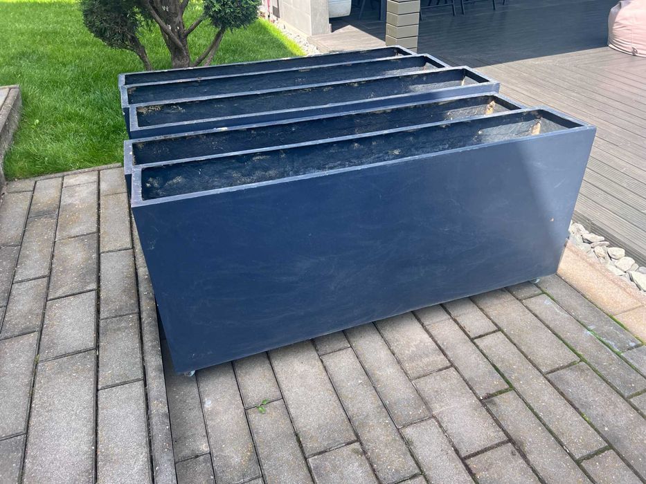 Jardinieră fibră de sticlă cu roți, 146 cm, antracit