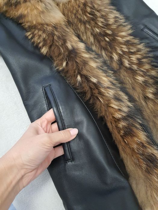 Елек естествена кожа яка лисица