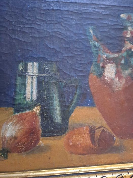 tablou vechi romanesc pictura pe panza 45/30 cm