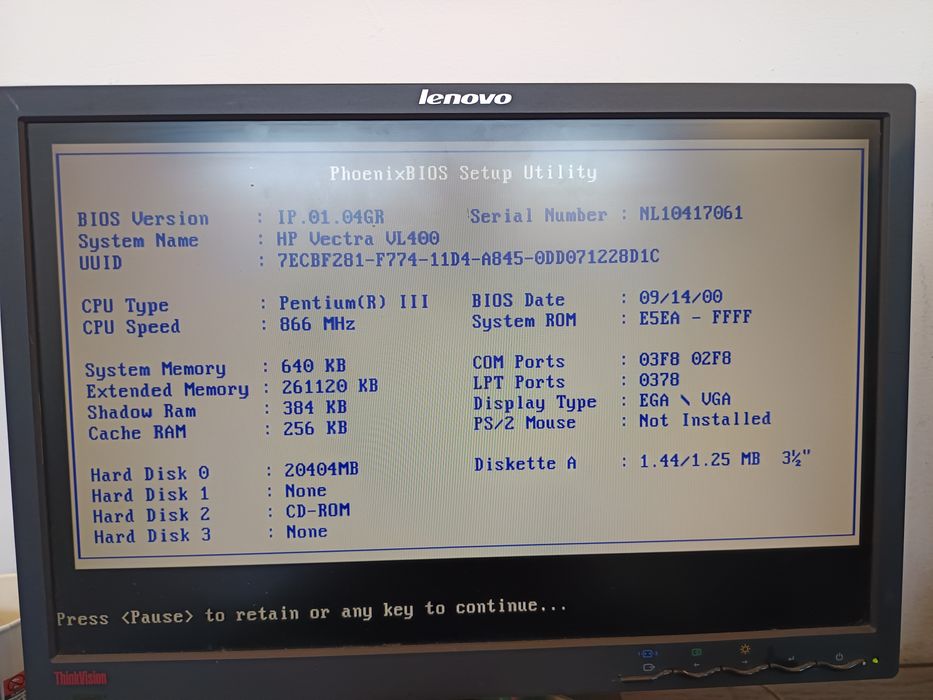Old PC HP Vectra Pentium 3