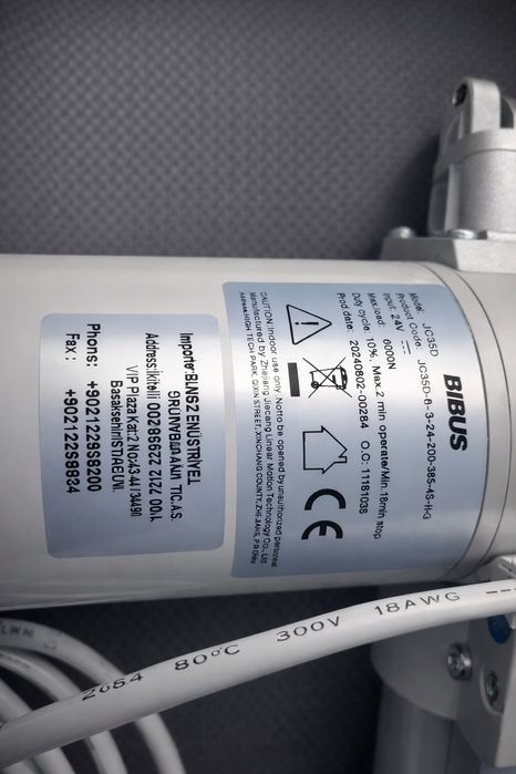 Actuator Liniar NOU BIBUS / Jiecang JC35D - 24V, Forță 6000N (600kg),