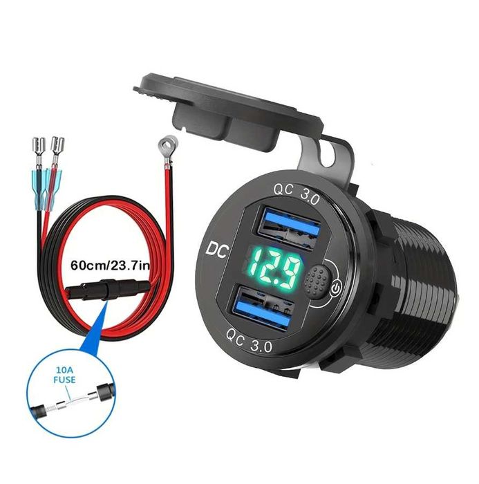 Priză de încărcare USB dublă de 12V pentru Masina, Barca, Atv, Camion