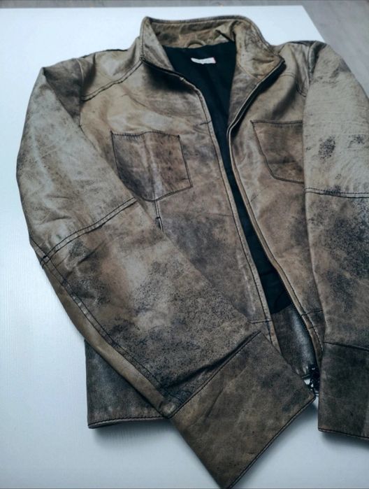 Jacheta Max&Co piele naturala cu efect distressed