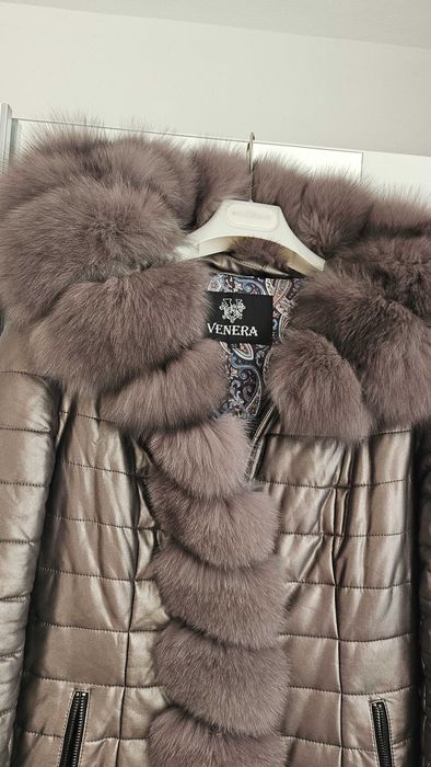 Палто oт естествена кожа с естествен пух и яке на Luci