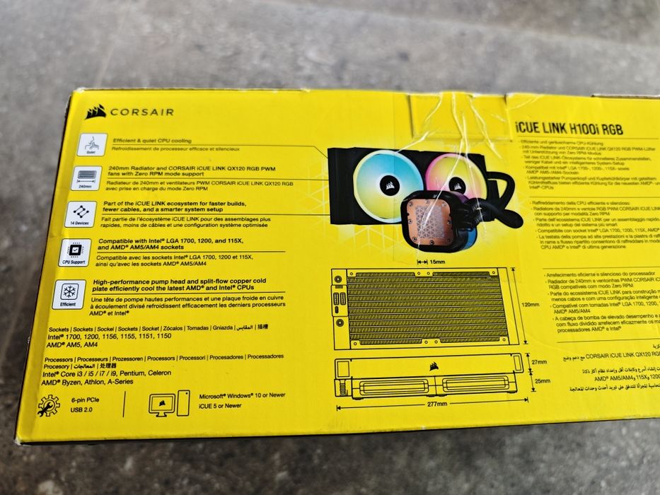 Corsair Cooler procesor iCUE LINK H100i RGB LCD RGB, 2x 120mm, Negru