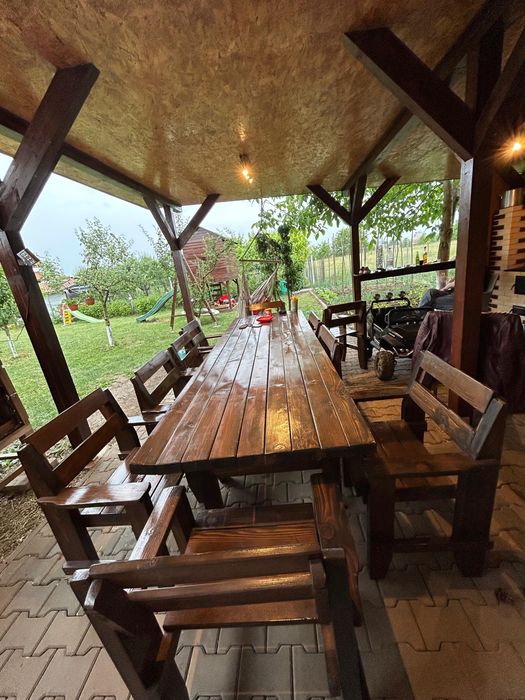Masa rustic 3 metrii plus 10 scaune