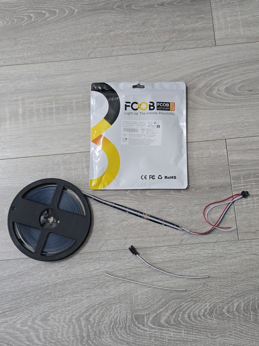 Bandă LED RGB FCOB WS2811 IC – 5 metri, PCB neagră