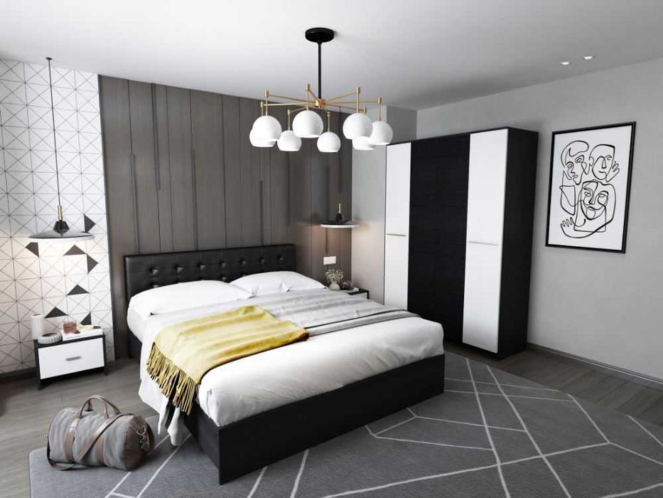 Set Dormitor Mario 4U 4 piese tapitat wenge