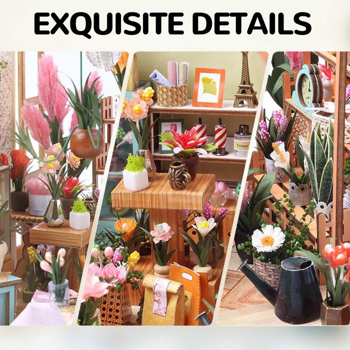 HooySprs Направи си сам комплект мини къща за кукли с мебели оранжерия