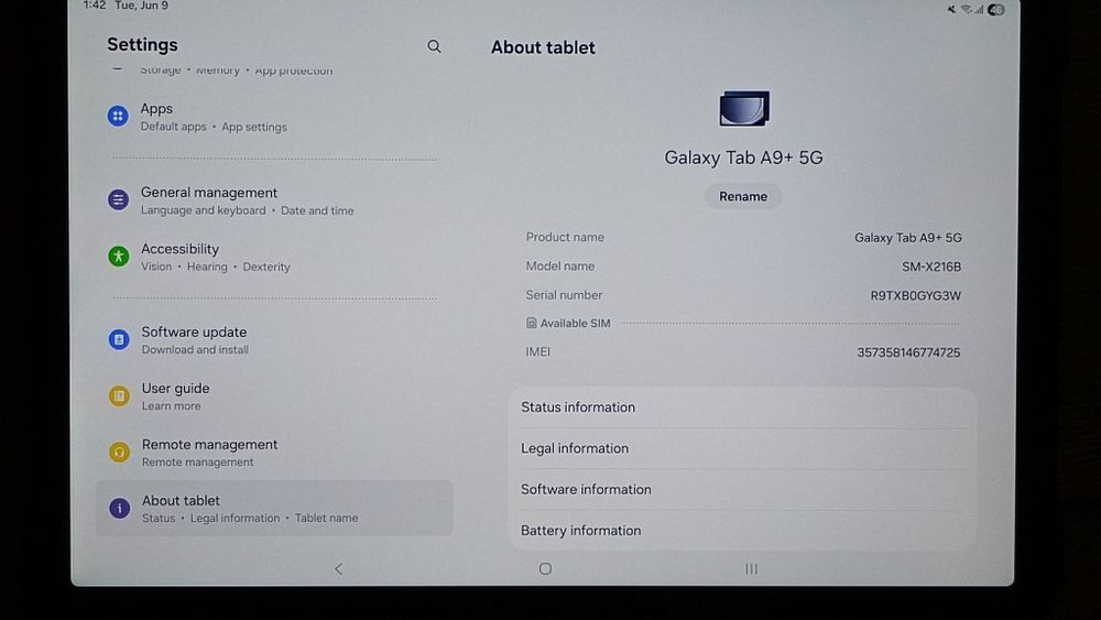 Samsung Galaxy Tab A9+ 5G - 8GB RAM / 128GB - Impecabilă + Husă