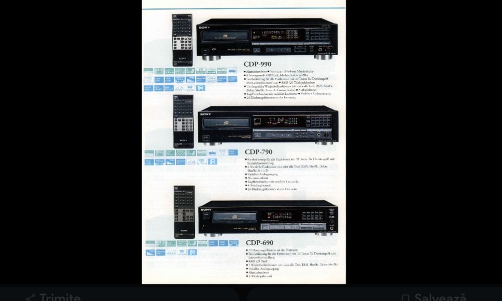 Cd player top. Sony CDP-790. Telecomanda originală. Ca nou. Preț fix !