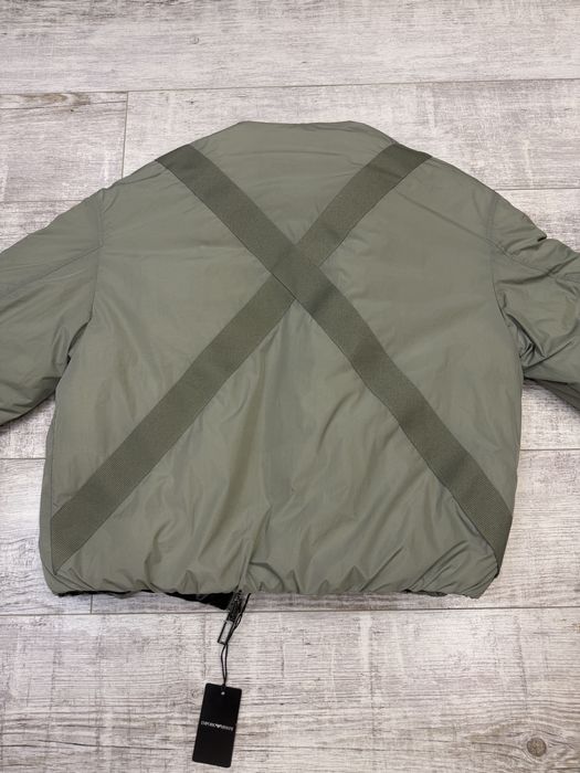 Emporio Armani Двулицево яке с Х-ленти (Black/Sage Puffer)