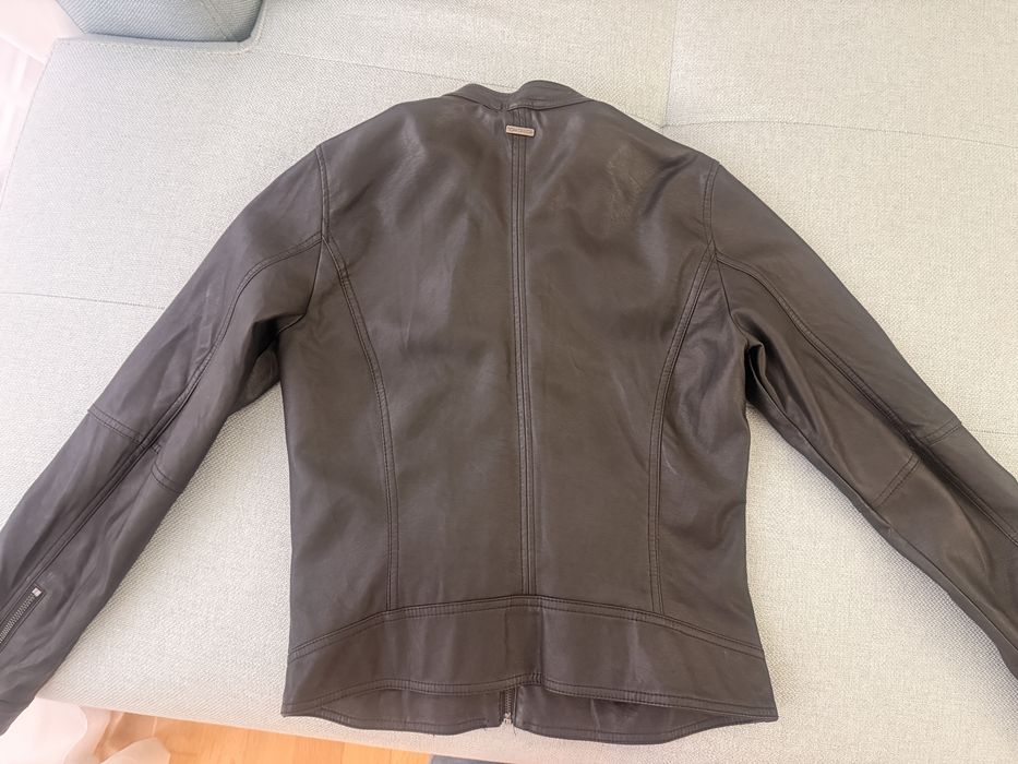 Черно кожено яке Tom Tailor