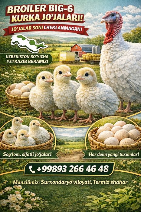 Big 6 kurka joʻjalari optom narhda shoshiling mavsum yaqin